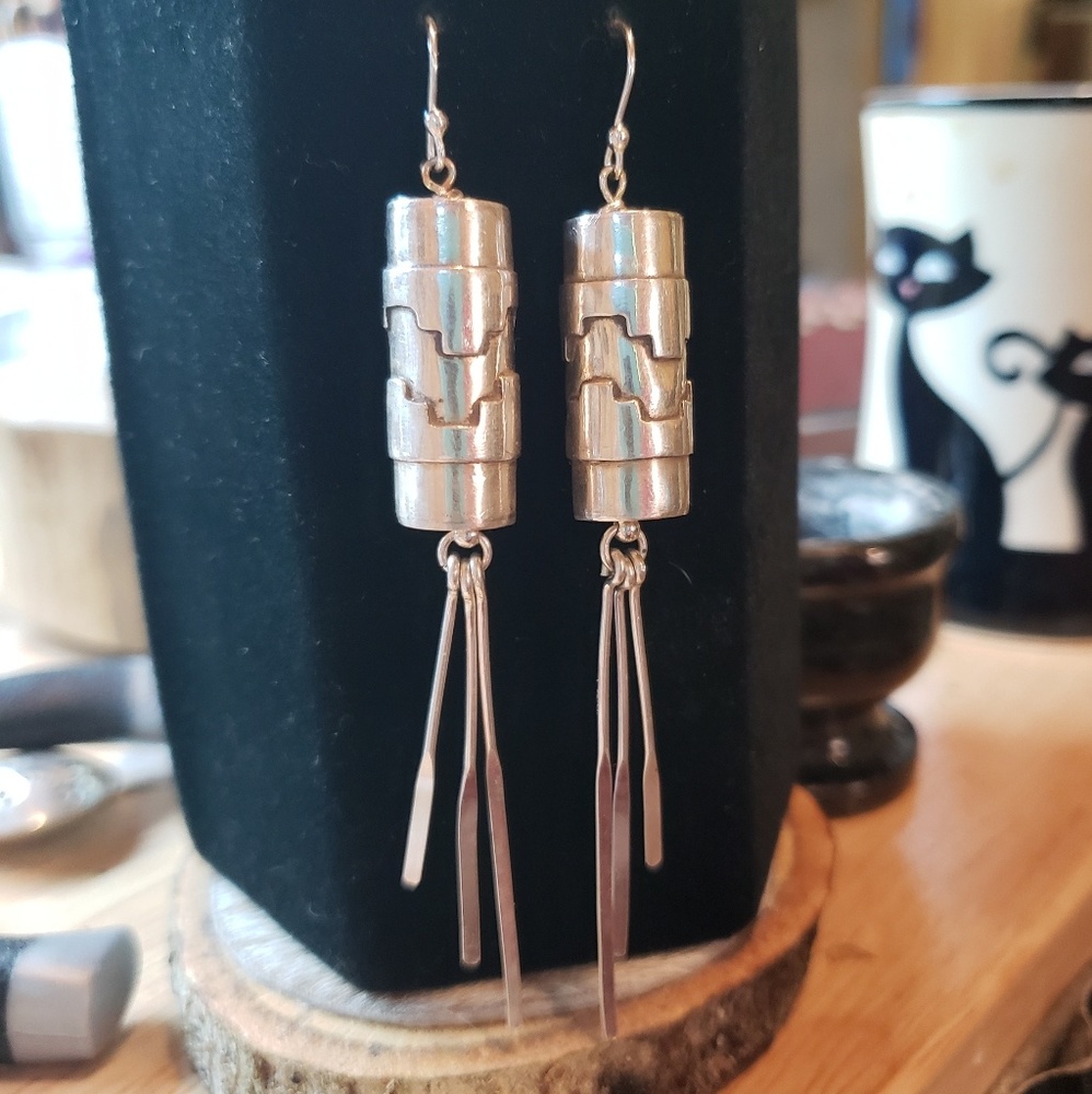 Handmade Fine Sterling Silver Dangle Drum Beads